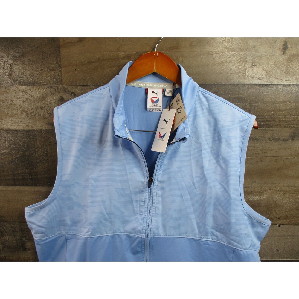 Puma Volition America Camo Cover Vest Mens Large Blue Golf Full Zip 537473-02